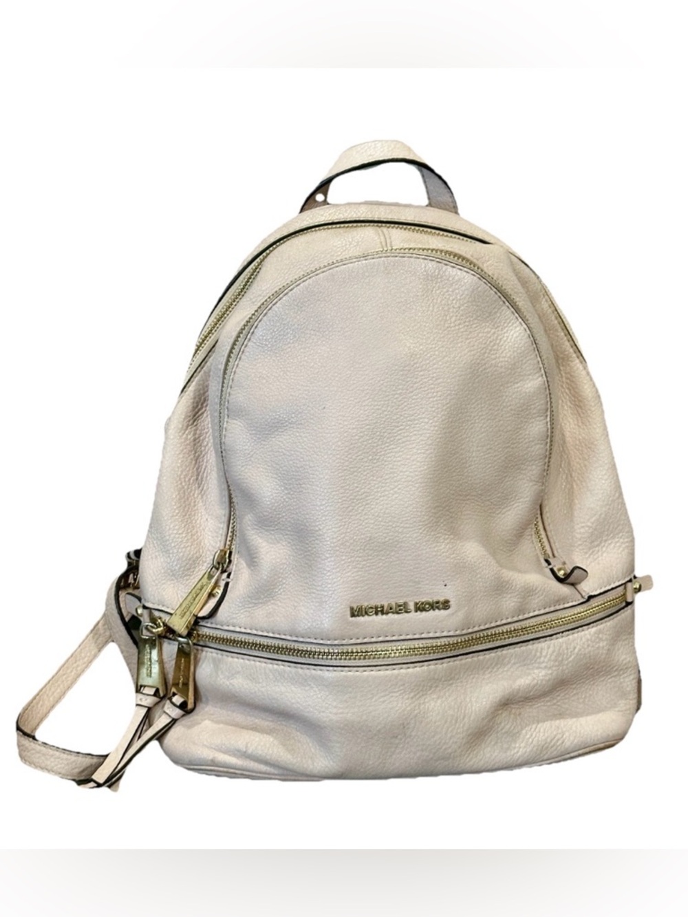 Soft Pink Michael Kors Rhea Medium Pebbled
Leather Backpack